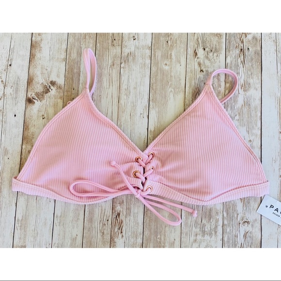🔆 LA Hearts ‘Lace Up’ Triangle Bikini Top - Picture 3 of 8